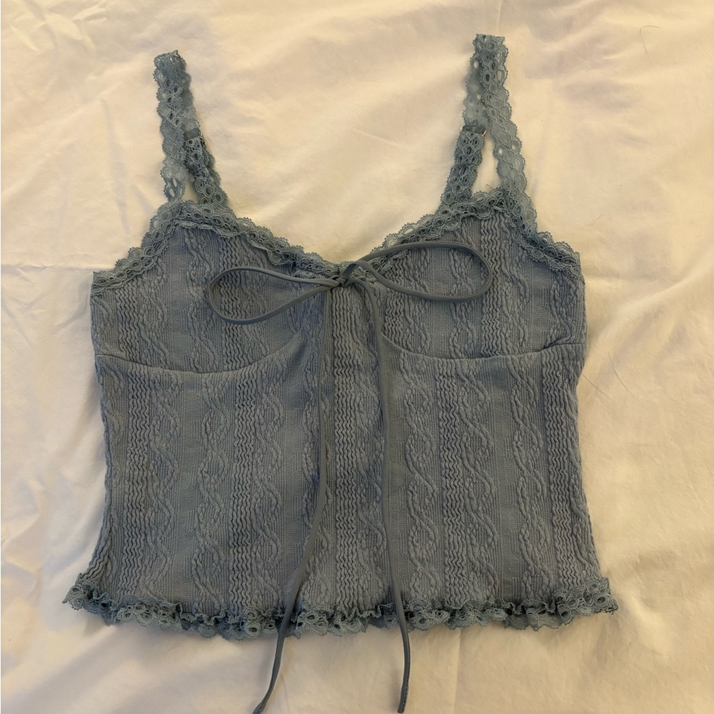 Edikted Lace Trim Blue Camisole